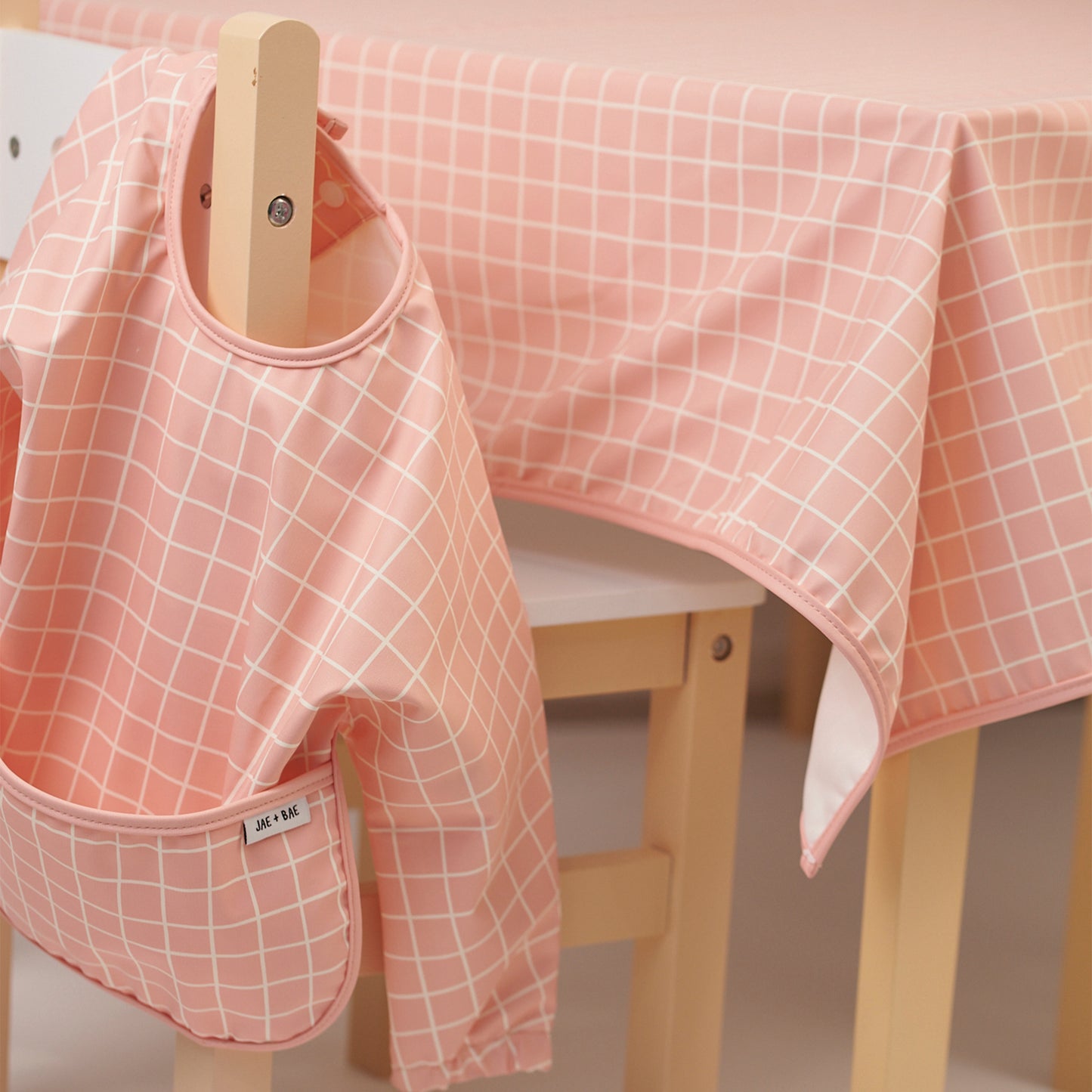 Long Sleeve Bib - Peach Check